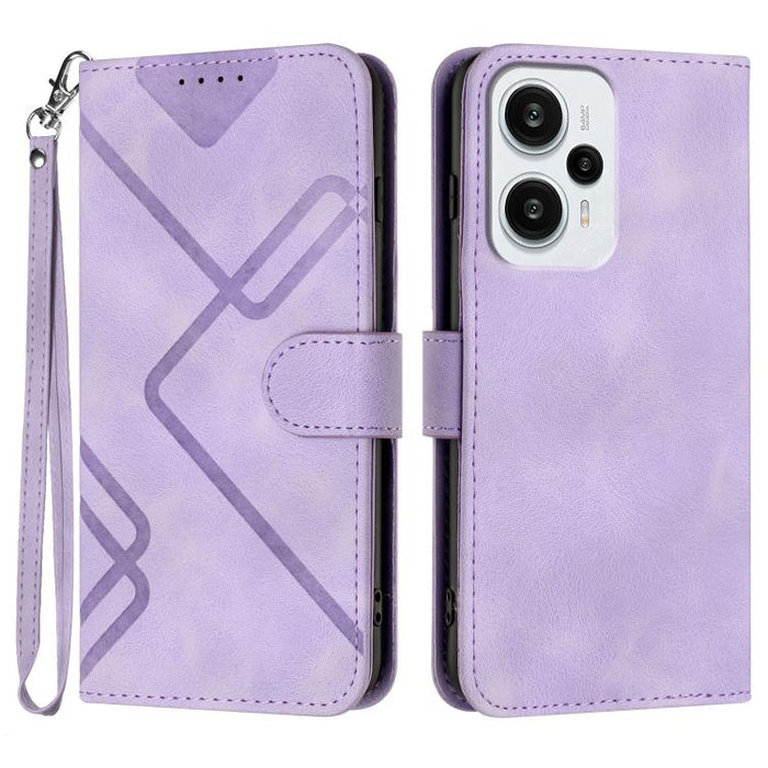 Funda de teléfono de cuero con sensación de piel y patrón de líneas, For Redmi Note 14 5G, For Redmi Note 14 Pro+ 5G, For Redmi Note 14 Pro 5G, For Redmi 13 4G, For Redmi Turbo 3 / Poco F6, For Redmi Note 13R Pro / Poco X6 Neo                          ...