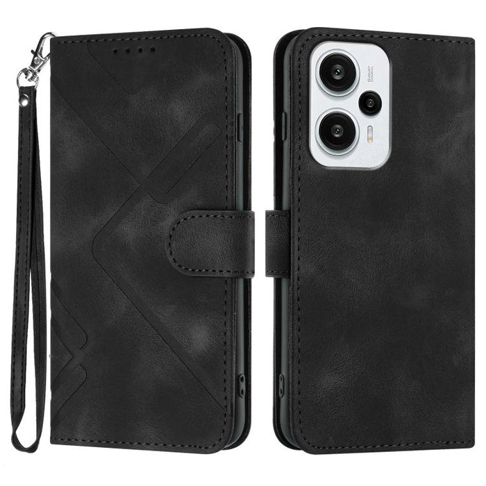 Funda de teléfono de cuero con sensación de piel y patrón de líneas, For Redmi Note 14 5G, For Redmi Note 14 Pro+ 5G, For Redmi Note 14 Pro 5G, For Redmi 13 4G, For Redmi Turbo 3 / Poco F6, For Redmi Note 13R Pro / Poco X6 Neo                          ...