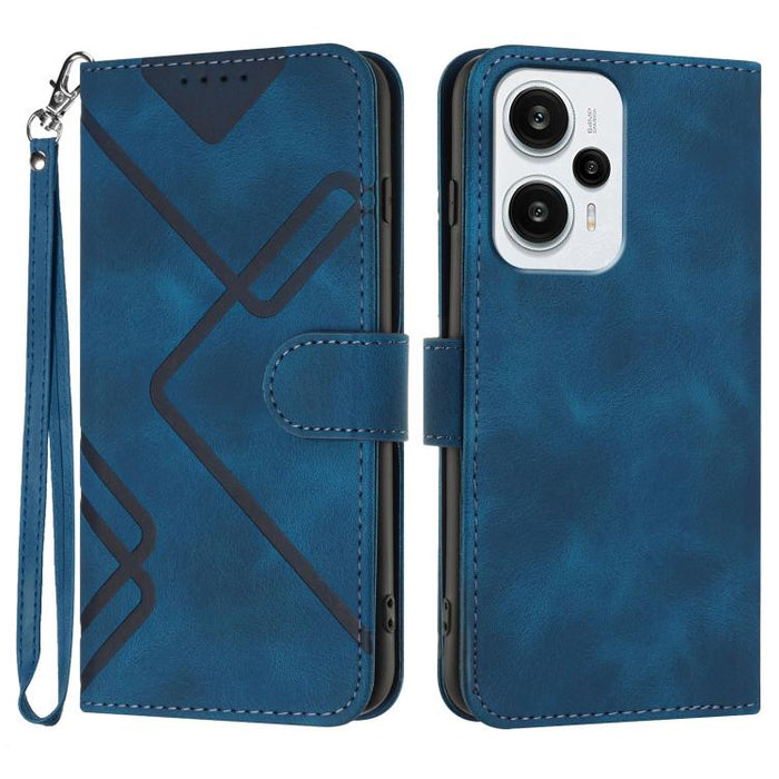 Funda de teléfono de cuero con sensación de piel y patrón de líneas, For Redmi Note 14 5G, For Redmi Note 14 Pro+ 5G, For Redmi Note 14 Pro 5G, For Redmi 13 4G, For Redmi Turbo 3 / Poco F6, For Redmi Note 13R Pro / Poco X6 Neo                          ...