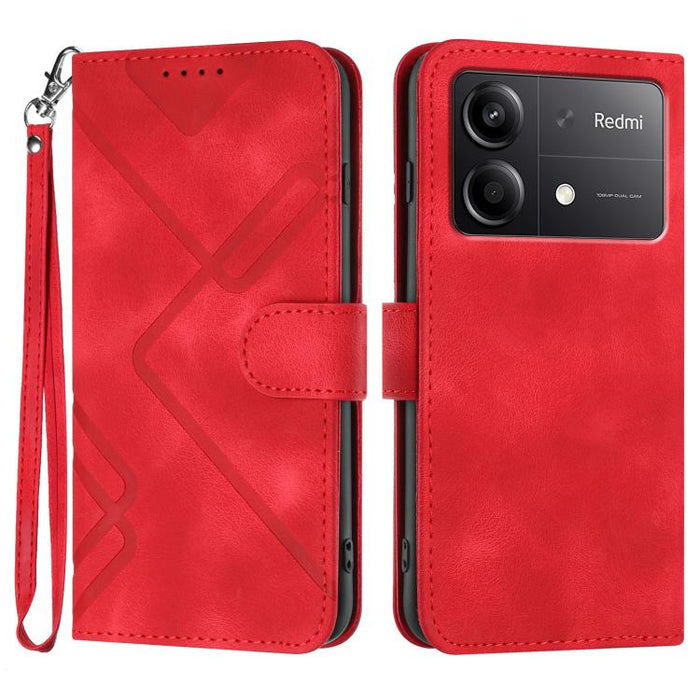 Funda de teléfono de cuero con sensación de piel y patrón de líneas, For Redmi Note 14 5G, For Redmi Note 14 Pro+ 5G, For Redmi Note 14 Pro 5G, For Redmi 13 4G, For Redmi Turbo 3 / Poco F6, For Redmi Note 13R Pro / Poco X6 Neo                          ...
