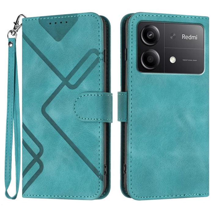 Funda de teléfono de cuero con sensación de piel y patrón de líneas, For Redmi Note 14 5G, For Redmi Note 14 Pro+ 5G, For Redmi Note 14 Pro 5G, For Redmi 13 4G, For Redmi Turbo 3 / Poco F6, For Redmi Note 13R Pro / Poco X6 Neo                          ...