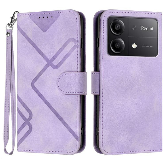 Funda de teléfono de cuero con sensación de piel y patrón de líneas, For Redmi Note 14 5G, For Redmi Note 14 Pro+ 5G, For Redmi Note 14 Pro 5G, For Redmi 13 4G, For Redmi Turbo 3 / Poco F6, For Redmi Note 13R Pro / Poco X6 Neo                          ...