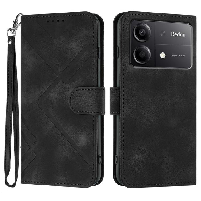Funda de teléfono de cuero con sensación de piel y patrón de líneas, For Redmi Note 14 5G, For Redmi Note 14 Pro+ 5G, For Redmi Note 14 Pro 5G, For Redmi 13 4G, For Redmi Turbo 3 / Poco F6, For Redmi Note 13R Pro / Poco X6 Neo                          ...