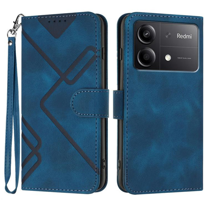 Funda de teléfono de cuero con sensación de piel y patrón de líneas, For Redmi Note 14 5G, For Redmi Note 14 Pro+ 5G, For Redmi Note 14 Pro 5G, For Redmi 13 4G, For Redmi Turbo 3 / Poco F6, For Redmi Note 13R Pro / Poco X6 Neo                          ...