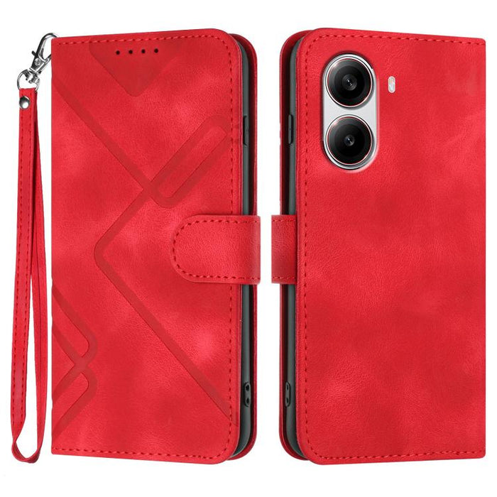 Funda de teléfono de cuero con sensación de piel y patrón de líneas, For Redmi A7 Pro 171mm / Poco C85x 5G, For Redmi Turbo 5 Max / Poco X8 Pro Max, For Redmi Turbo 5 5G / Poco X8 Pro 5G, For Redmi Note 15 4G / 5G 164mm / Poco M8 5G                    ...