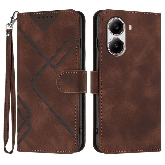 Funda de teléfono de cuero con sensación de piel y patrón de líneas, For Redmi A7 Pro 171mm / Poco C85x 5G, For Redmi Turbo 5 Max / Poco X8 Pro Max, For Redmi Turbo 5 5G / Poco X8 Pro 5G, For Redmi Note 15 4G / 5G 164mm / Poco M8 5G                    ...