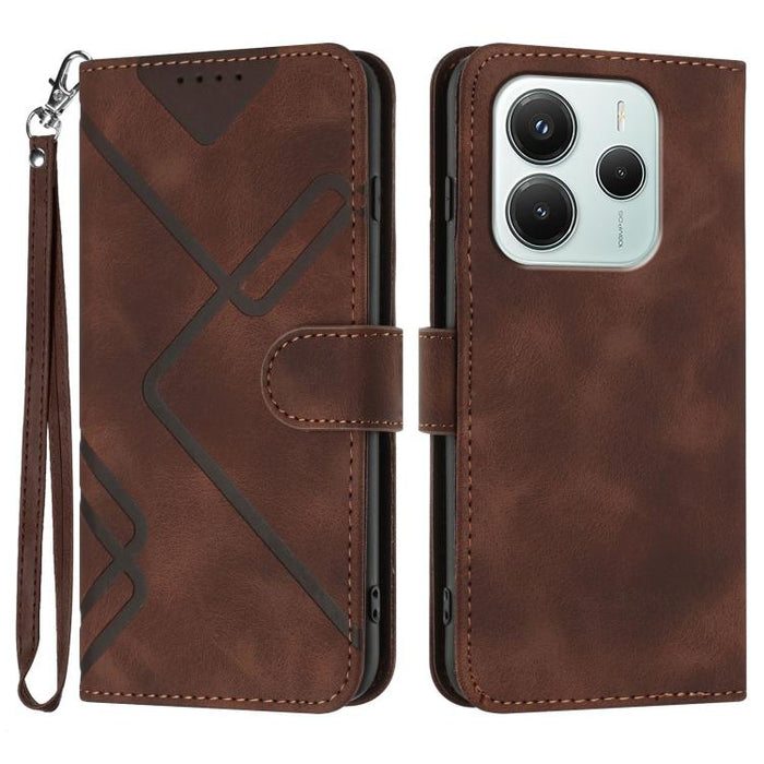 Funda de teléfono de cuero con sensación de piel y patrón de líneas, For Redmi A7 Pro 171mm / Poco C85x 5G, For Redmi Turbo 5 Max / Poco X8 Pro Max, For Redmi Turbo 5 5G / Poco X8 Pro 5G, For Redmi Note 15 4G / 5G 164mm / Poco M8 5G                    ...