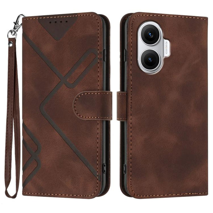 Funda de teléfono de cuero con sensación de piel y patrón de líneas, For Redmi A7 Pro 171mm / Poco C85x 5G, For Redmi Turbo 5 Max / Poco X8 Pro Max, For Redmi Turbo 5 5G / Poco X8 Pro 5G, For Redmi Note 15 4G / 5G 164mm / Poco M8 5G                    ...