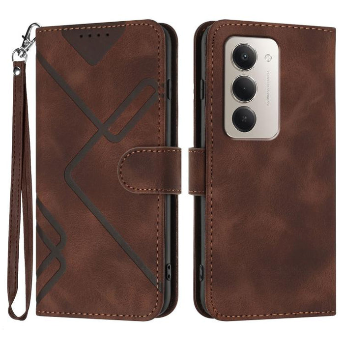 Funda de teléfono de cuero con sensación de piel y patrón de líneas, For Redmi A7 Pro 171mm / Poco C85x 5G, For Redmi Turbo 5 Max / Poco X8 Pro Max, For Redmi Turbo 5 5G / Poco X8 Pro 5G, For Redmi Note 15 4G / 5G 164mm / Poco M8 5G                    ...
