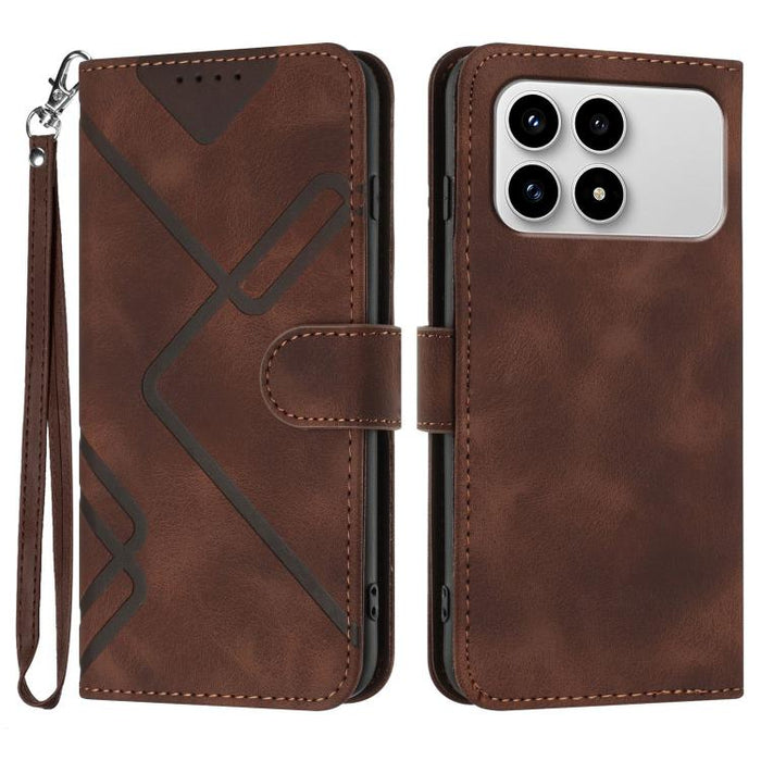 Funda de teléfono de cuero con sensación de piel y patrón de líneas, For Redmi A7 Pro 171mm / Poco C85x 5G, For Redmi Turbo 5 Max / Poco X8 Pro Max, For Redmi Turbo 5 5G / Poco X8 Pro 5G, For Redmi Note 15 4G / 5G 164mm / Poco M8 5G                    ...