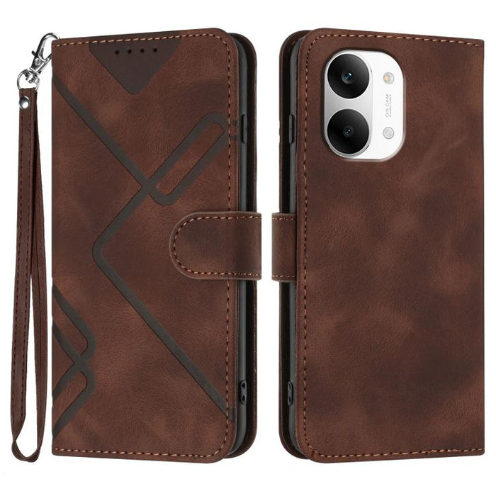 Funda de teléfono de cuero con sensación de piel y patrón de líneas, For Redmi A7 Pro 171mm / Poco C85x 5G, For Redmi Turbo 5 Max / Poco X8 Pro Max, For Redmi Turbo 5 5G / Poco X8 Pro 5G, For Redmi Note 15 4G / 5G 164mm / Poco M8 5G                    ...