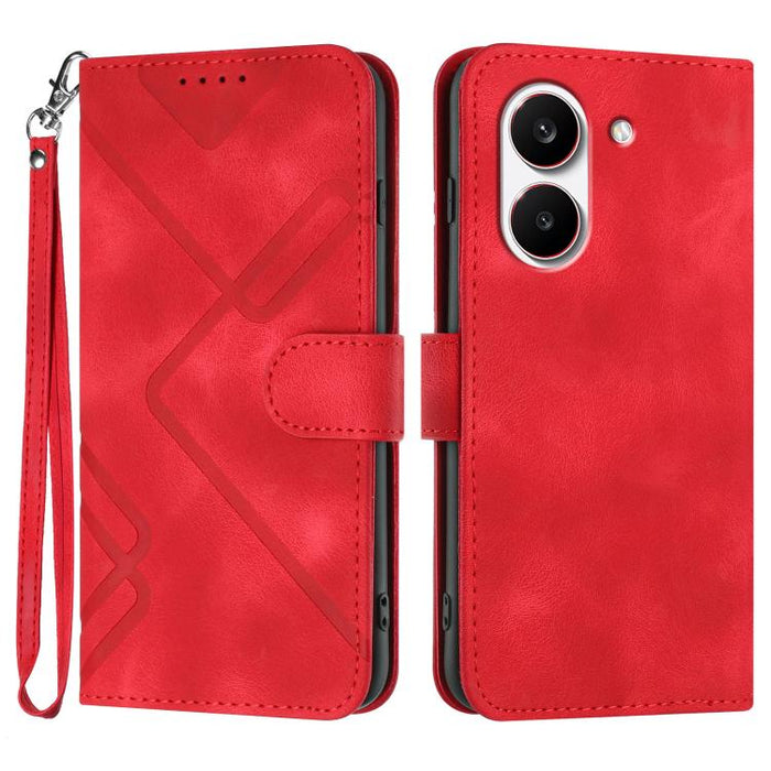 Funda de teléfono de cuero con sensación de piel y patrón de líneas, For Redmi A7 Pro 171mm / Poco C85x 5G, For Redmi Turbo 5 Max / Poco X8 Pro Max, For Redmi Turbo 5 5G / Poco X8 Pro 5G, For Redmi Note 15 4G / 5G 164mm / Poco M8 5G                    ...