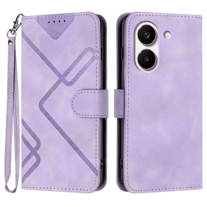 Funda de teléfono de cuero con sensación de piel y patrón de líneas, For Redmi A7 Pro 171mm / Poco C85x 5G, For Redmi Turbo 5 Max / Poco X8 Pro Max, For Redmi Turbo 5 5G / Poco X8 Pro 5G, For Redmi Note 15 4G / 5G 164mm / Poco M8 5G                    ...