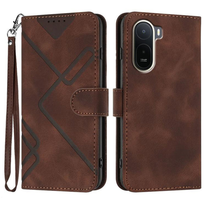 Funda de teléfono de cuero con sensación de piel y patrón de líneas, For Redmi A7 Pro 171mm / Poco C85x 5G, For Redmi Turbo 5 Max / Poco X8 Pro Max, For Redmi Turbo 5 5G / Poco X8 Pro 5G, For Redmi Note 15 4G / 5G 164mm / Poco M8 5G                    ...