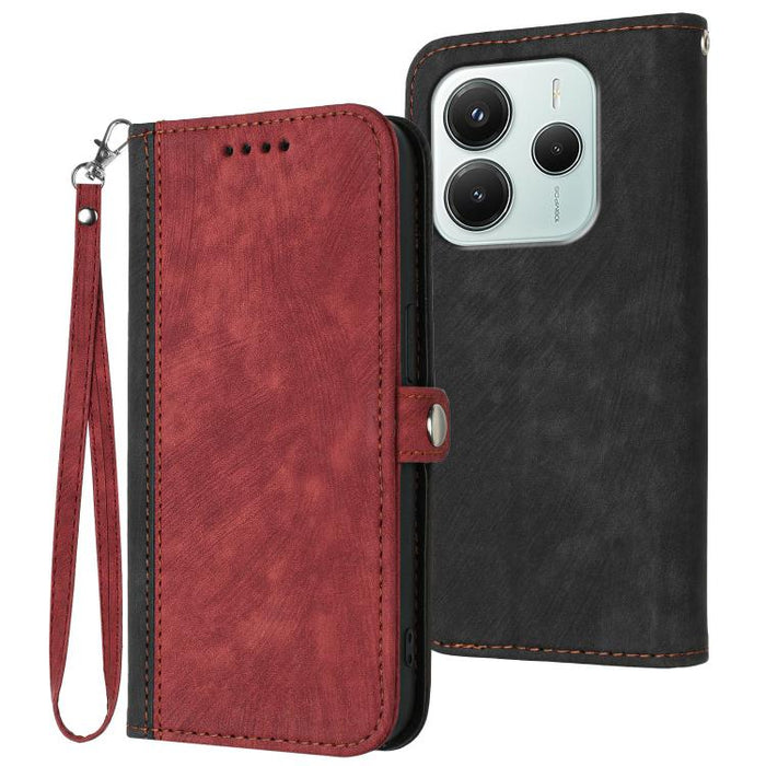 Caja del teléfono de cuero con correa de mano doble plegable con hebilla lateral, For Redmi A7 Pro 171mm / Poco C85x 5G, For Redmi Turbo 5 Max / Poco X8 Pro Max, For Redmi Turbo 5 5G / Poco X8 Pro 5G, For Redmi Note 15 4G / 5G 164mm / Poco M8 5G       ...