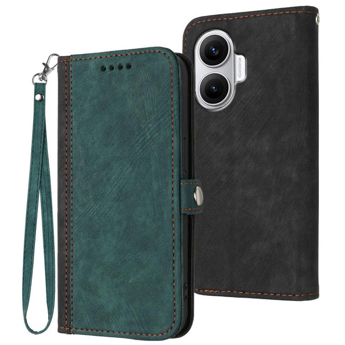 Caja del teléfono de cuero con correa de mano doble plegable con hebilla lateral, For Redmi A7 Pro 171mm / Poco C85x 5G, For Redmi Turbo 5 Max / Poco X8 Pro Max, For Redmi Turbo 5 5G / Poco X8 Pro 5G, For Redmi Note 15 4G / 5G 164mm / Poco M8 5G       ...
