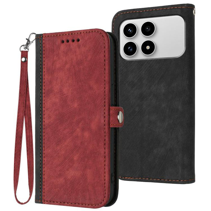 Caja del teléfono de cuero con correa de mano doble plegable con hebilla lateral, For Redmi A7 Pro 171mm / Poco C85x 5G, For Redmi Turbo 5 Max / Poco X8 Pro Max, For Redmi Turbo 5 5G / Poco X8 Pro 5G, For Redmi Note 15 4G / 5G 164mm / Poco M8 5G       ...
