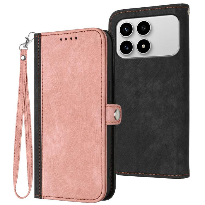 Caja del teléfono de cuero con correa de mano doble plegable con hebilla lateral, For Redmi A7 Pro 171mm / Poco C85x 5G, For Redmi Turbo 5 Max / Poco X8 Pro Max, For Redmi Turbo 5 5G / Poco X8 Pro 5G, For Redmi Note 15 4G / 5G 164mm / Poco M8 5G       ...