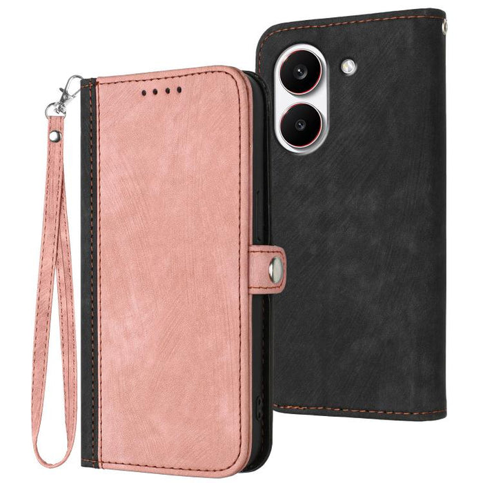 Caja del teléfono de cuero con correa de mano doble plegable con hebilla lateral, For Redmi A7 Pro 171mm / Poco C85x 5G, For Redmi Turbo 5 Max / Poco X8 Pro Max, For Redmi Turbo 5 5G / Poco X8 Pro 5G, For Redmi Note 15 4G / 5G 164mm / Poco M8 5G       ...