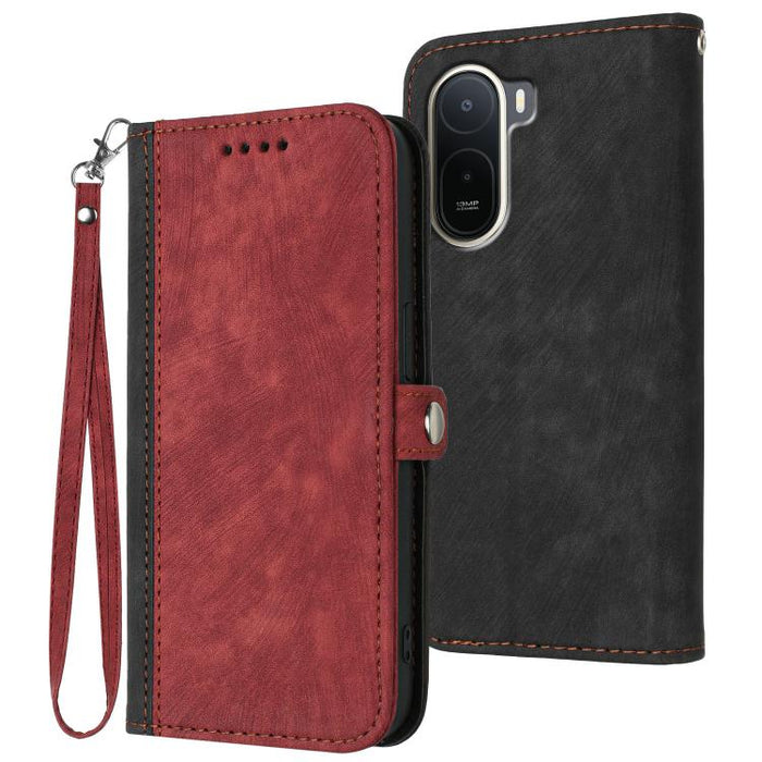 Caja del teléfono de cuero con correa de mano doble plegable con hebilla lateral, For Redmi A7 Pro 171mm / Poco C85x 5G, For Redmi Turbo 5 Max / Poco X8 Pro Max, For Redmi Turbo 5 5G / Poco X8 Pro 5G, For Redmi Note 15 4G / 5G 164mm / Poco M8 5G       ...