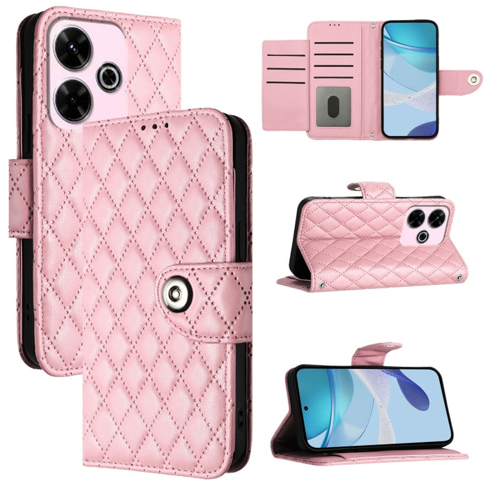 Funda de cuero con tapa y textura rombal para teléfono con cordón, For Redmi 15a 5G Global, For Redmi Turbo 5 5G Global / Poco X8 Pro, For Redmi Note 15 Pro+ 5G Global 163.3mm, For Redmi Note 15 4G / 5G Global 164mm                                     ...
