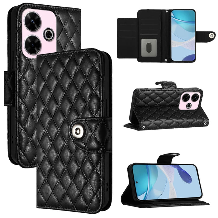 Funda de cuero con tapa y textura rombal para teléfono con cordón, For Redmi 15a 5G Global, For Redmi Turbo 5 5G Global / Poco X8 Pro, For Redmi Note 15 Pro+ 5G Global 163.3mm, For Redmi Note 15 4G / 5G Global 164mm                                     ...