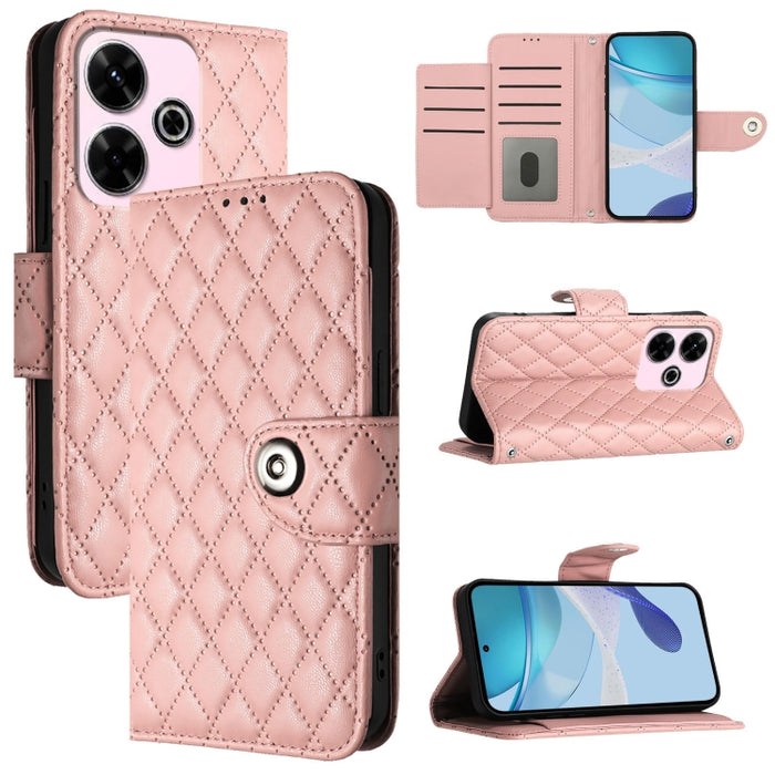 Funda de cuero con tapa y textura rombal para teléfono con cordón, For Redmi 15a 5G Global, For Redmi Turbo 5 5G Global / Poco X8 Pro, For Redmi Note 15 Pro+ 5G Global 163.3mm, For Redmi Note 15 4G / 5G Global 164mm                                     ...