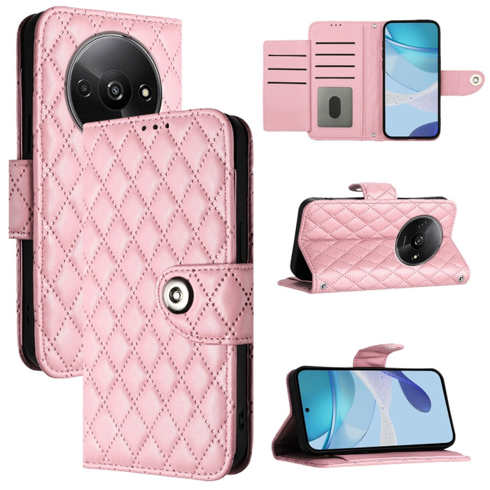 Funda de cuero con tapa y textura rombal para teléfono con cordón, For Redmi 15a 5G Global, For Redmi Turbo 5 5G Global / Poco X8 Pro, For Redmi Note 15 Pro+ 5G Global 163.3mm, For Redmi Note 15 4G / 5G Global 164mm                                     ...