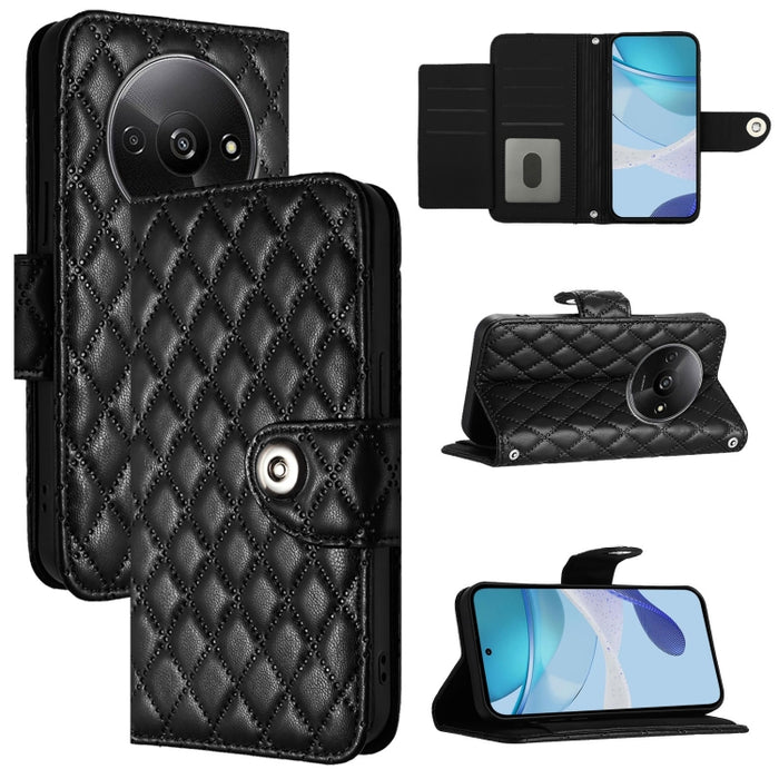 Funda de cuero con tapa y textura rombal para teléfono con cordón, For Redmi 15a 5G Global, For Redmi Turbo 5 5G Global / Poco X8 Pro, For Redmi Note 15 Pro+ 5G Global 163.3mm, For Redmi Note 15 4G / 5G Global 164mm                                     ...