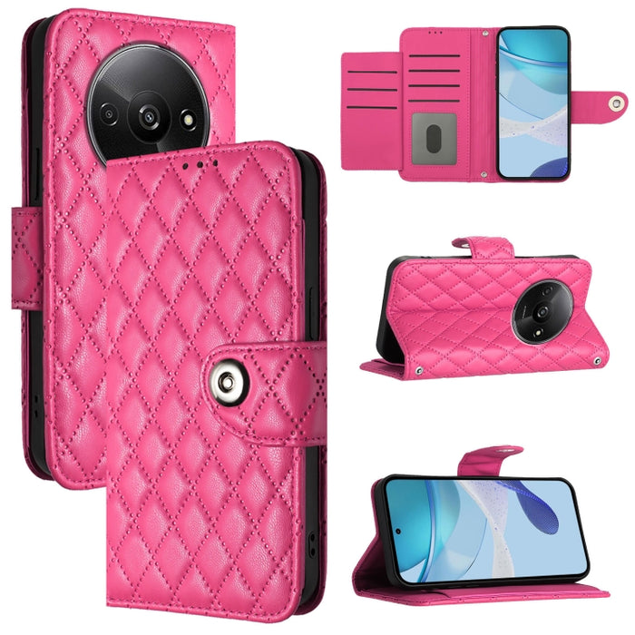 Funda de cuero con tapa y textura rombal para teléfono con cordón, For Redmi 15a 5G Global, For Redmi Turbo 5 5G Global / Poco X8 Pro, For Redmi Note 15 Pro+ 5G Global 163.3mm, For Redmi Note 15 4G / 5G Global 164mm                                     ...