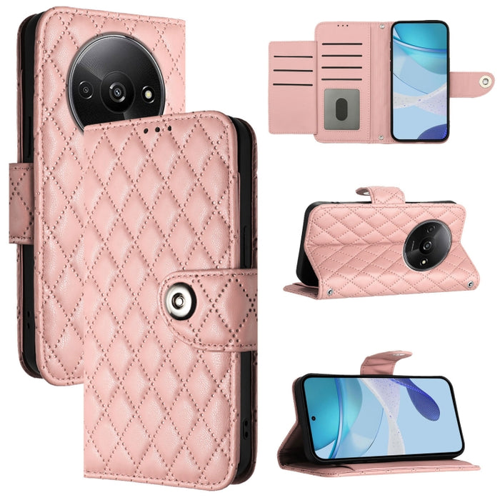 Funda de cuero con tapa y textura rombal para teléfono con cordón, For Redmi 15a 5G Global, For Redmi Turbo 5 5G Global / Poco X8 Pro, For Redmi Note 15 Pro+ 5G Global 163.3mm, For Redmi Note 15 4G / 5G Global 164mm                                     ...