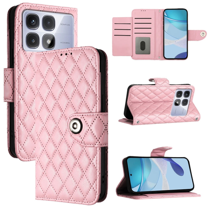 Funda de cuero con tapa y textura rombal para teléfono con cordón, For Redmi 15a 5G Global, For Redmi Turbo 5 5G Global / Poco X8 Pro, For Redmi Note 15 Pro+ 5G Global 163.3mm, For Redmi Note 15 4G / 5G Global 164mm                                     ...