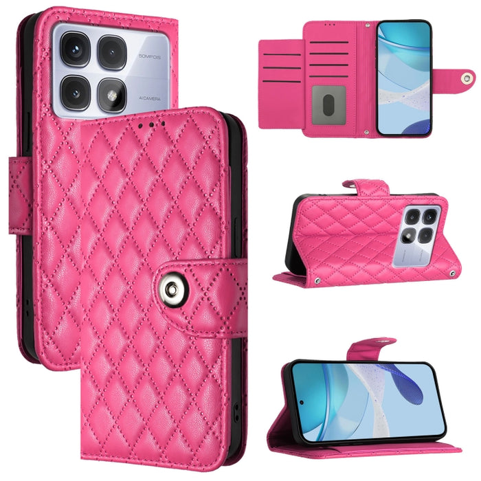 Funda de cuero con tapa y textura rombal para teléfono con cordón, For Redmi 15a 5G Global, For Redmi Turbo 5 5G Global / Poco X8 Pro, For Redmi Note 15 Pro+ 5G Global 163.3mm, For Redmi Note 15 4G / 5G Global 164mm                                     ...