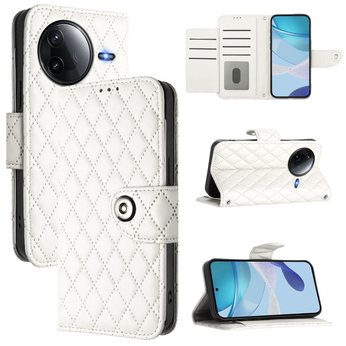 Funda de cuero con tapa y textura rombal para teléfono con cordón, For Redmi 15a 5G Global, For Redmi Turbo 5 5G Global / Poco X8 Pro, For Redmi Note 15 Pro+ 5G Global 163.3mm, For Redmi Note 15 4G / 5G Global 164mm                                     ...