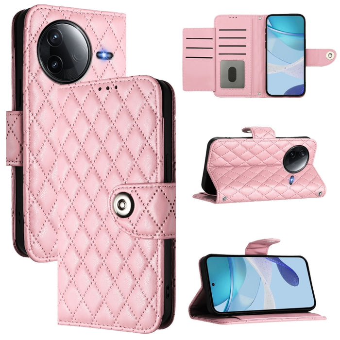 Funda de cuero con tapa y textura rombal para teléfono con cordón, For Redmi 15a 5G Global, For Redmi Turbo 5 5G Global / Poco X8 Pro, For Redmi Note 15 Pro+ 5G Global 163.3mm, For Redmi Note 15 4G / 5G Global 164mm                                     ...