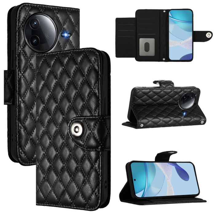 Funda de cuero con tapa y textura rombal para teléfono con cordón, For Redmi 15a 5G Global, For Redmi Turbo 5 5G Global / Poco X8 Pro, For Redmi Note 15 Pro+ 5G Global 163.3mm, For Redmi Note 15 4G / 5G Global 164mm                                     ...