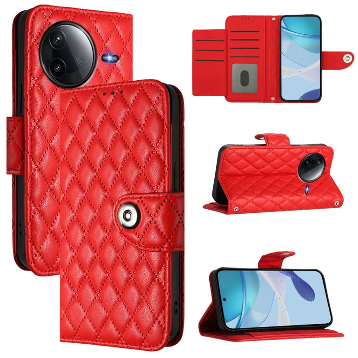 Funda de cuero con tapa y textura rombal para teléfono con cordón, For Redmi 15a 5G Global, For Redmi Turbo 5 5G Global / Poco X8 Pro, For Redmi Note 15 Pro+ 5G Global 163.3mm, For Redmi Note 15 4G / 5G Global 164mm                                     ...