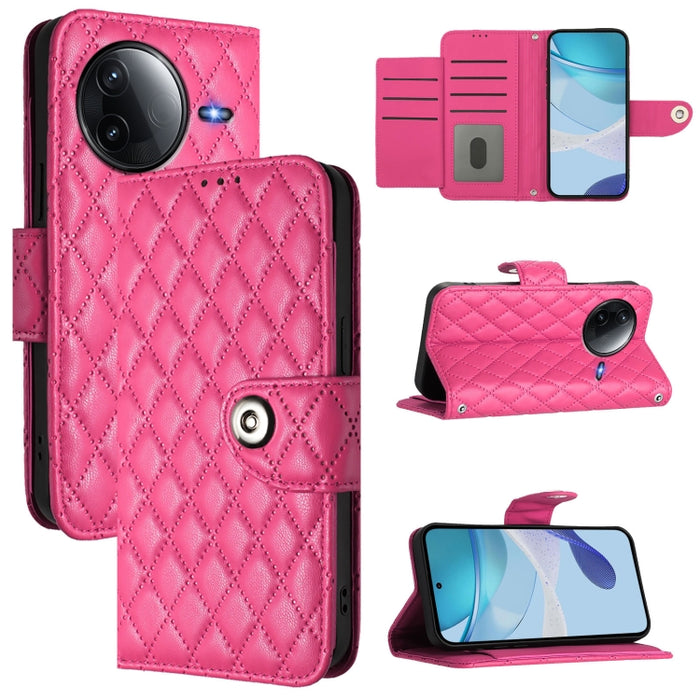 Funda de cuero con tapa y textura rombal para teléfono con cordón, For Redmi 15a 5G Global, For Redmi Turbo 5 5G Global / Poco X8 Pro, For Redmi Note 15 Pro+ 5G Global 163.3mm, For Redmi Note 15 4G / 5G Global 164mm                                     ...