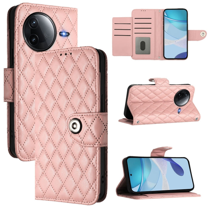 Funda de cuero con tapa y textura rombal para teléfono con cordón, For Redmi 15a 5G Global, For Redmi Turbo 5 5G Global / Poco X8 Pro, For Redmi Note 15 Pro+ 5G Global 163.3mm, For Redmi Note 15 4G / 5G Global 164mm                                     ...