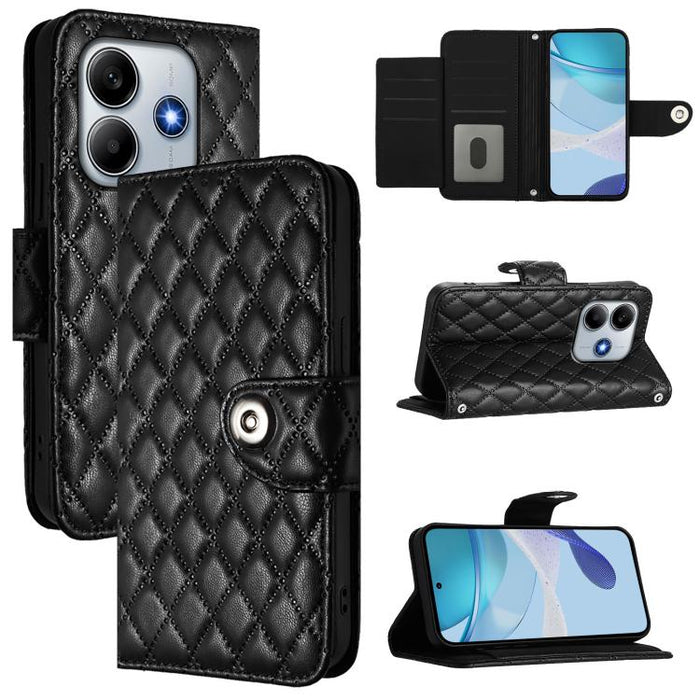 Funda de cuero con tapa y textura rombal para teléfono con cordón, For Redmi 15a 5G Global, For Redmi Turbo 5 5G Global / Poco X8 Pro, For Redmi Note 15 Pro+ 5G Global 163.3mm, For Redmi Note 15 4G / 5G Global 164mm                                     ...
