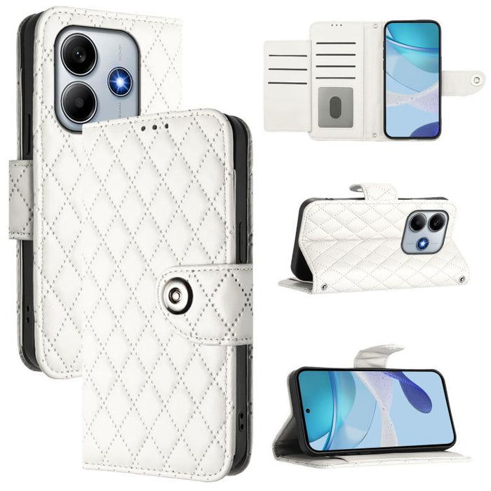 Funda de cuero con tapa y textura rombal para teléfono con cordón, For Redmi 15a 5G Global, For Redmi Turbo 5 5G Global / Poco X8 Pro, For Redmi Note 15 Pro+ 5G Global 163.3mm, For Redmi Note 15 4G / 5G Global 164mm                                     ...