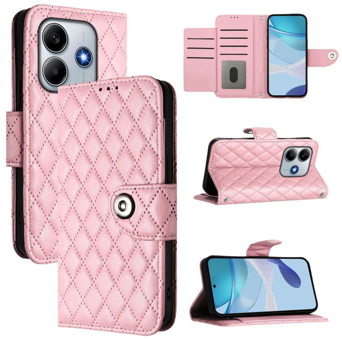 Funda de cuero con tapa y textura rombal para teléfono con cordón, For Redmi 15a 5G Global, For Redmi Turbo 5 5G Global / Poco X8 Pro, For Redmi Note 15 Pro+ 5G Global 163.3mm, For Redmi Note 15 4G / 5G Global 164mm                                     ...