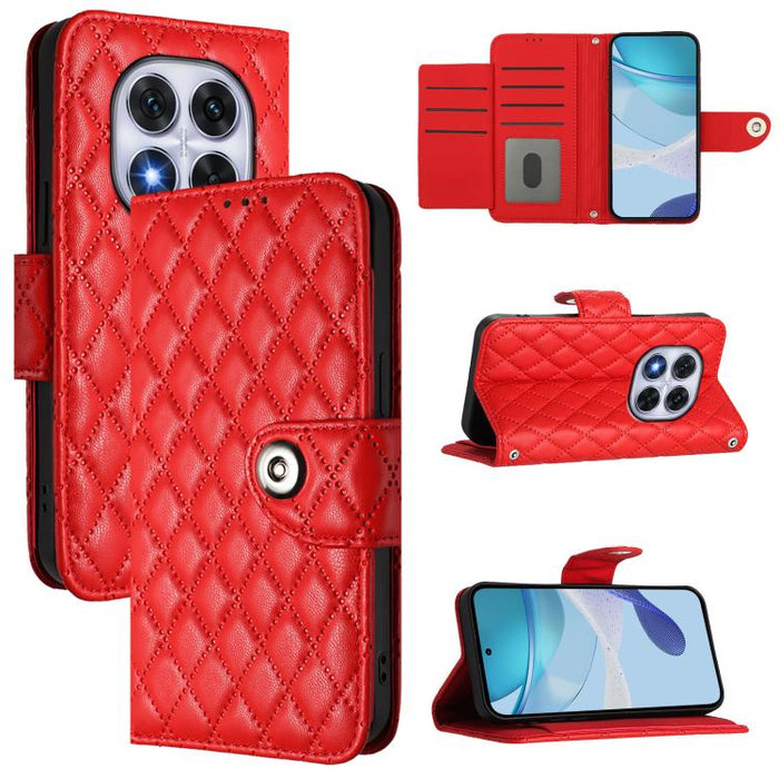 Funda de cuero con tapa y textura rombal para teléfono con cordón, For Redmi 15a 5G Global, For Redmi Turbo 5 5G Global / Poco X8 Pro, For Redmi Note 15 Pro+ 5G Global 163.3mm, For Redmi Note 15 4G / 5G Global 164mm                                     ...