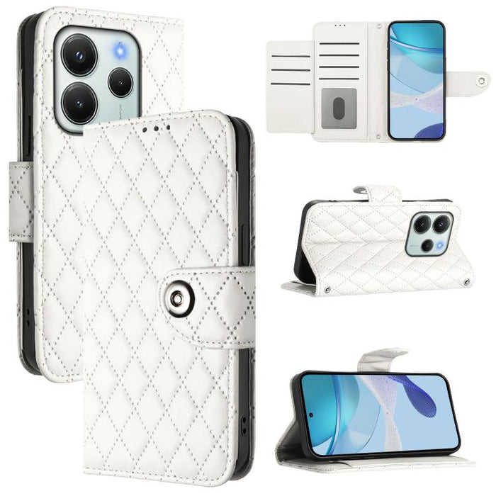 Funda de cuero con tapa y textura rombal para teléfono con cordón, For Redmi 15a 5G Global, For Redmi Turbo 5 5G Global / Poco X8 Pro, For Redmi Note 15 Pro+ 5G Global 163.3mm, For Redmi Note 15 4G / 5G Global 164mm                                     ...