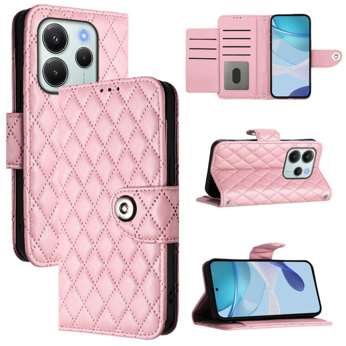 Funda de cuero con tapa y textura rombal para teléfono con cordón, For Redmi 15a 5G Global, For Redmi Turbo 5 5G Global / Poco X8 Pro, For Redmi Note 15 Pro+ 5G Global 163.3mm, For Redmi Note 15 4G / 5G Global 164mm                                     ...