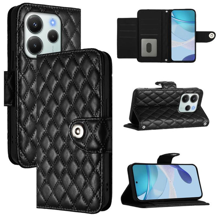 Funda de cuero con tapa y textura rombal para teléfono con cordón, For Redmi 15a 5G Global, For Redmi Turbo 5 5G Global / Poco X8 Pro, For Redmi Note 15 Pro+ 5G Global 163.3mm, For Redmi Note 15 4G / 5G Global 164mm                                     ...