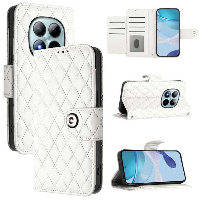 Funda de cuero con tapa y textura rombal para teléfono con cordón, For Redmi 15a 5G Global, For Redmi Turbo 5 5G Global / Poco X8 Pro, For Redmi Note 15 Pro+ 5G Global 163.3mm, For Redmi Note 15 4G / 5G Global 164mm                                     ...