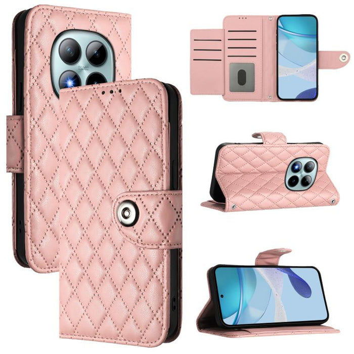 Funda de cuero con tapa y textura rombal para teléfono con cordón, For Redmi 15a 5G Global, For Redmi Turbo 5 5G Global / Poco X8 Pro, For Redmi Note 15 Pro+ 5G Global 163.3mm, For Redmi Note 15 4G / 5G Global 164mm                                     ...