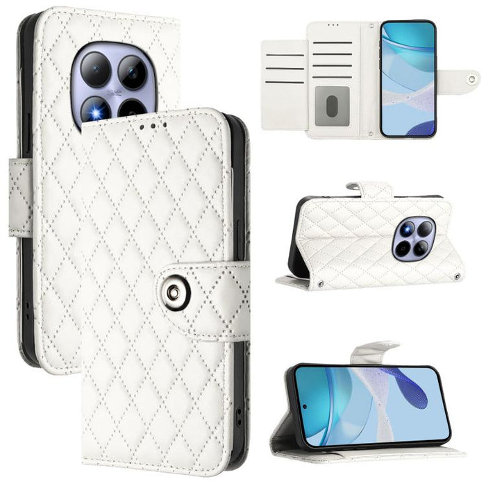 Funda de cuero con tapa y textura rombal para teléfono con cordón, For Redmi 15a 5G Global, For Redmi Turbo 5 5G Global / Poco X8 Pro, For Redmi Note 15 Pro+ 5G Global 163.3mm, For Redmi Note 15 4G / 5G Global 164mm                                     ...