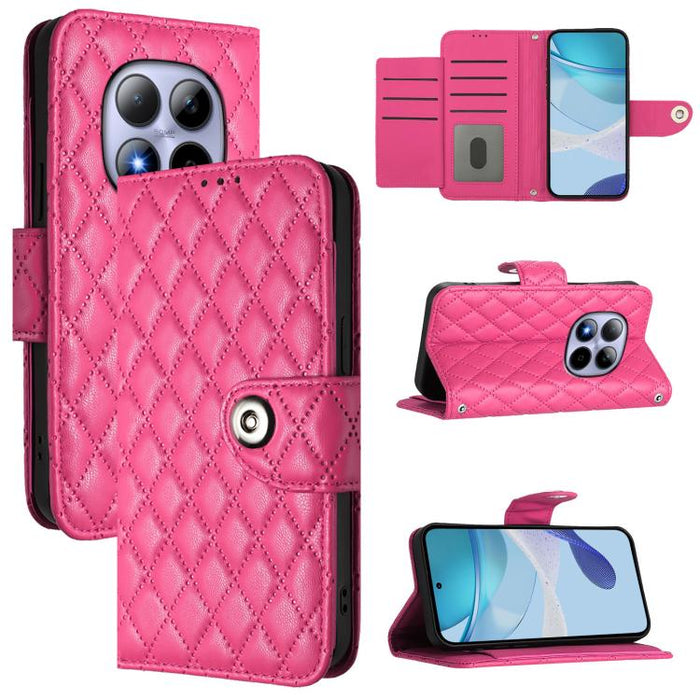Funda de cuero con tapa y textura rombal para teléfono con cordón, For Redmi 15a 5G Global, For Redmi Turbo 5 5G Global / Poco X8 Pro, For Redmi Note 15 Pro+ 5G Global 163.3mm, For Redmi Note 15 4G / 5G Global 164mm                                     ...